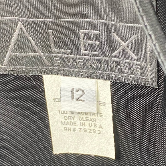 Alex Evenings Dress Women 12 Black Acetate Sleeveless Knee Length Formal Sheath - Picture 2 of 14